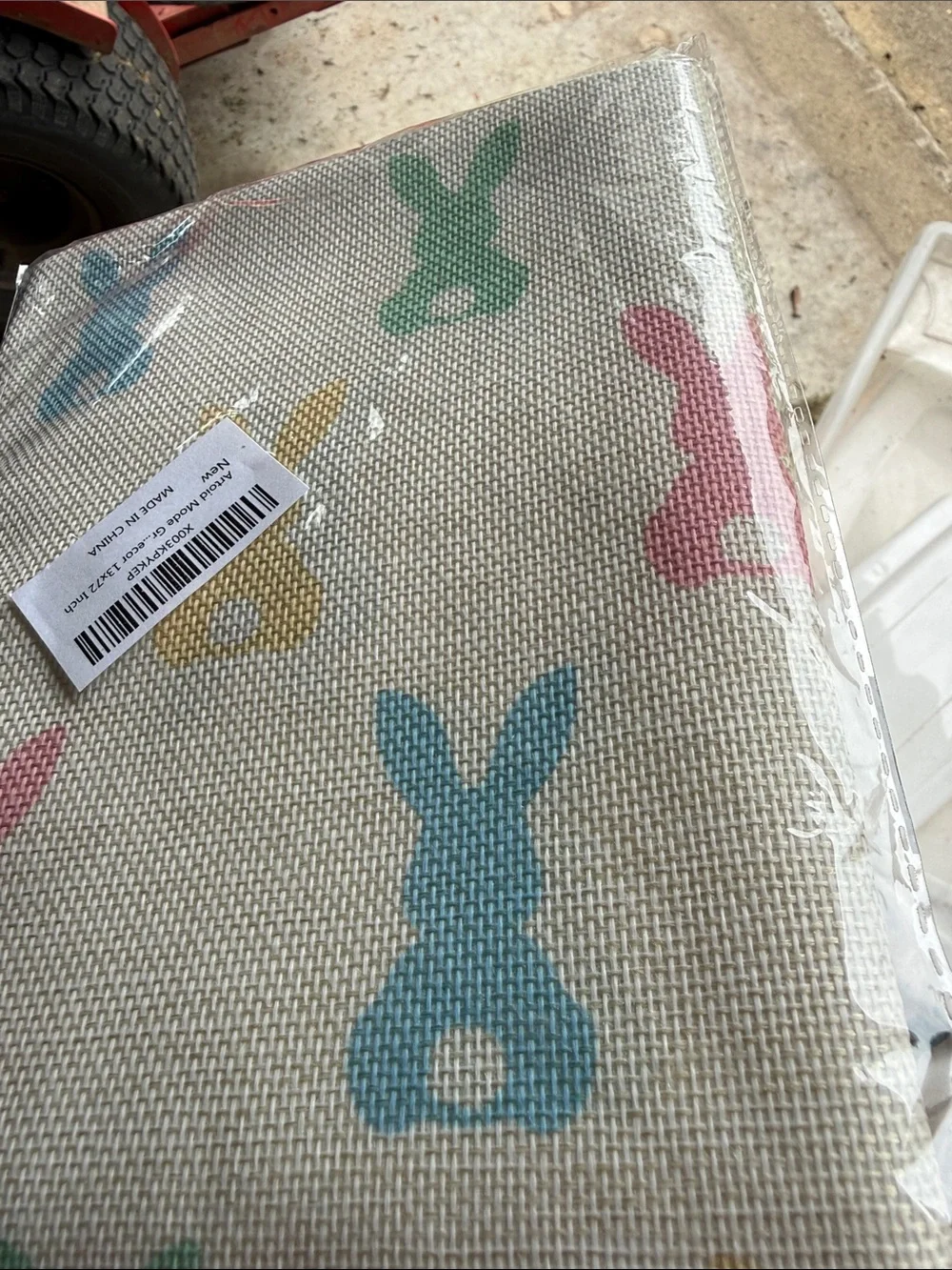 Canvas Bunny Print table runner